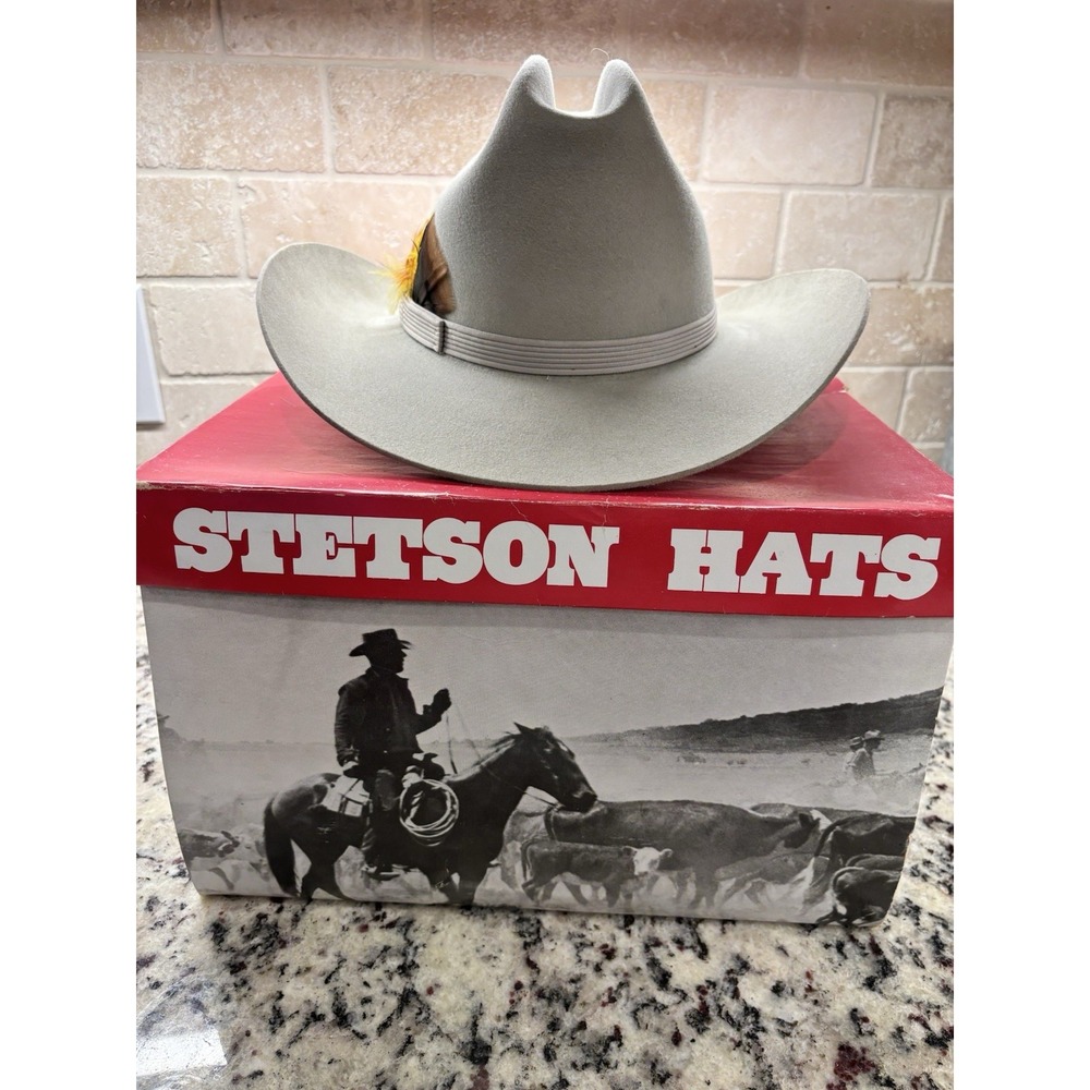 Vintage Stetson Silver Belly Cowboy Hat 1980's Felt Size 7 3 1/2 " Brim Mint